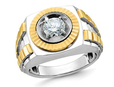 Pre-owned Harmony Mens 14k White And Yellow Gold 1.00 Carat (ctw) Lab-grown Diamond Ring