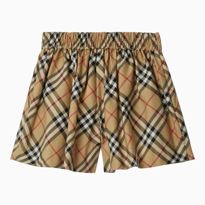 Burberry Kids'  Childrens Check Stretch Cotton Shorts In Archive Beige