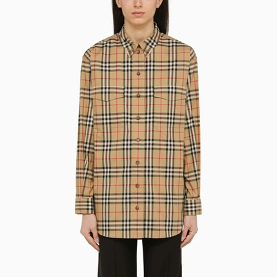 Burberry Vintage Check Oversized Shirt In Beige