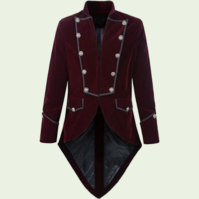 Pre-owned Handmade Men's  Steampunk Tailcoat Jacket Goth Victorian Velvet Coat In Red