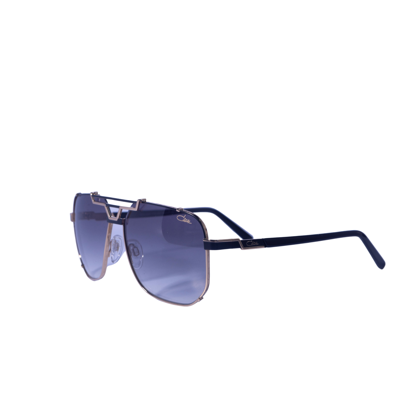 Pre-owned Cazal Rectangular Sunglasses 9090-001 Black Gold Frame Grey Lenses In Gray