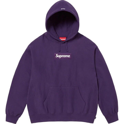 Pre-owned Supreme Size L / Large -  Box Logo Hooded Sweatshirt Hoodie Dark Purple Fw23