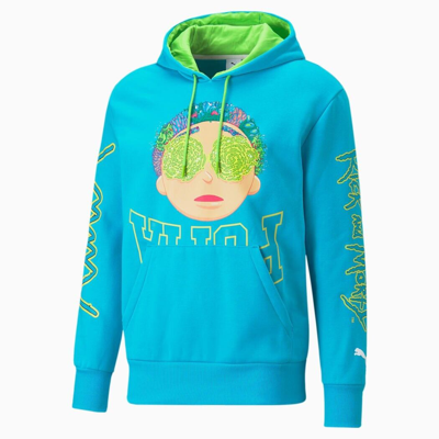 Pre-owned Rick And Morty Puma X  X Lamelo Ball Men's Basketball Hoodie Sweater S In Blue