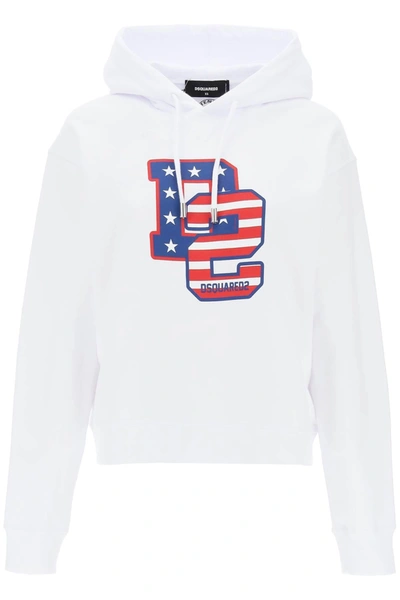 Dsquared2 Cool Fit Hoodie With Graphic Print In White (white)
