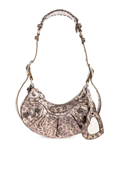Balenciaga Le Cagole  Leopard Print Xs Shoulder Bag In Brown