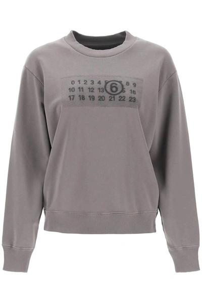 MM6 MAISON MARGIELA MM6 MAISON MARGIELA SWEATSHIRT WITH NUMERIC LOGO PRINT