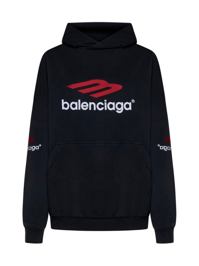 Balenciaga 3b Sports Icon 棉连帽衫 In B Sport Hoodie Black/red
