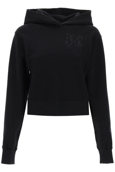 PALM ANGELS PALM ANGELS CROPPED HOODIE WITH MONOGRAM EMBROIDERY