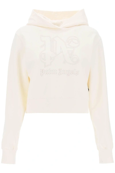 PALM ANGELS PALM ANGELS CROPPED HOODIE WITH MONOGRAM EMBROIDERY