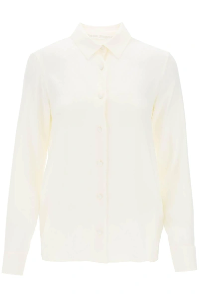 Palm Angels Monogram-jacquard Buttoned Shirt In White