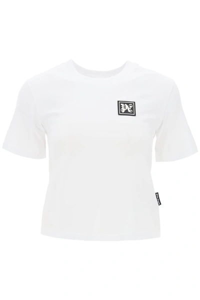 Palm Angels Ski Club Fitted Cotton T-shirt In Bianco