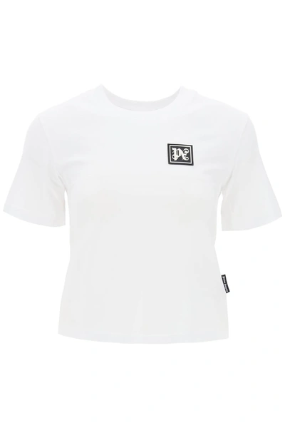 Palm Angels Ski Club Fitted Cotton T-shirt In White,black