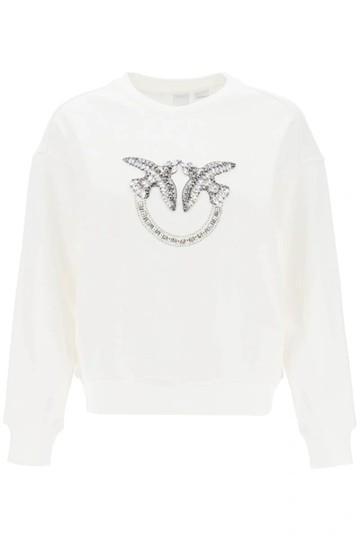 PINKO PINKO NELLY SWEATSHIRT WITH LOVE BIRDS EMBROIDERY