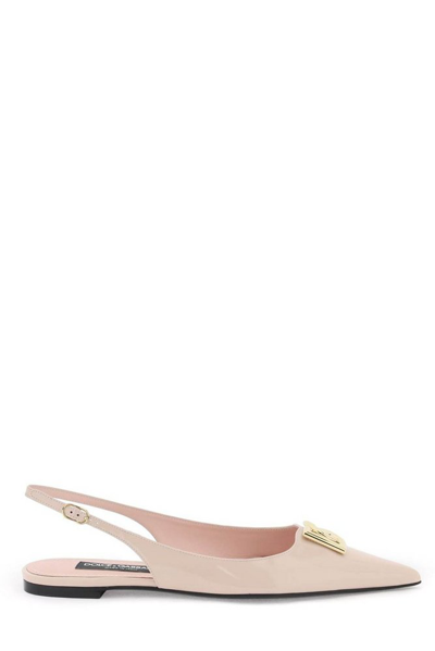 Dolce & Gabbana Dg Plaque Slingbacks In Pink