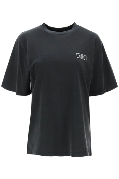 Rotate Birger Christensen Faded-effect T-shirt With Logo Embroidery In Black