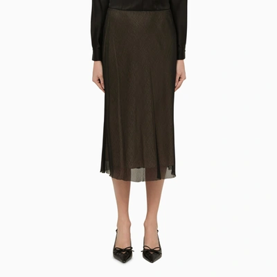 VINCE VINCE BLACK AND BEIGE VISCOSE MIDI SKIRT