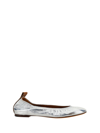 Lanvin Silver Leather Ballet Shoes In Silver
