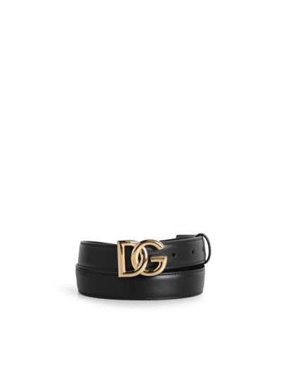 Dolce & Gabbana Woven Logo Belt In Black