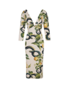 dressing gownRTO CAVALLI IVORY MIDI DRESS WITH LEMONS PRINT