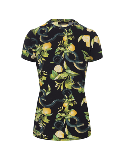 Roberto Cavalli Black T-shirt With Lemons Print