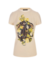 dressing gownRTO CAVALLI IVORY T-SHIRT WITH LEMONS AND SNAKE PRINT