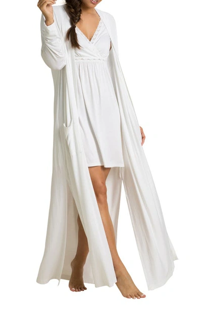 Barefoot Dreams Luxe Milk Jersey Duster Robe In White