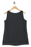 Eileen Fisher Petite Crewneck Jersey Shell In Graphite
