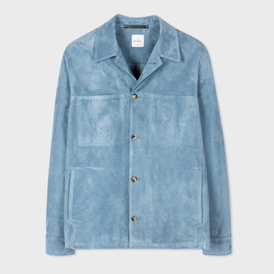 Paul Smith Mens Casual Fit Suede Leather Shirt In Blues