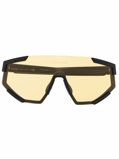 Prada Black Visor-frame Acetate Sunglasses