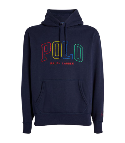 Polo Ralph Lauren Logo-embroidered Cotton-blend Jersey Hoodie In Blue