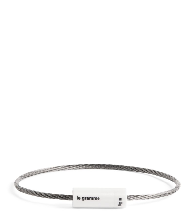 Le Gramme Ceramic Cable Bangle In White