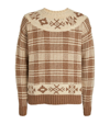 Polo Ralph Lauren Checked Wool And Linen-blend Sweater In Med Brown Combo