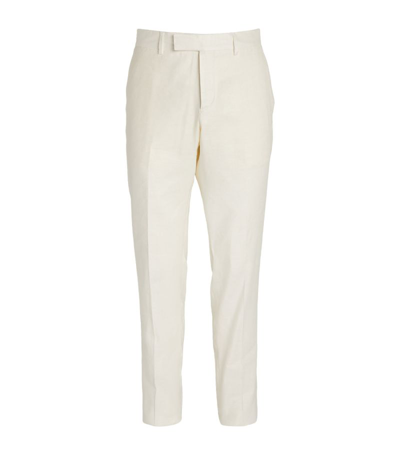Lardini Linen-blend Flat-front Trousers In Neutrals