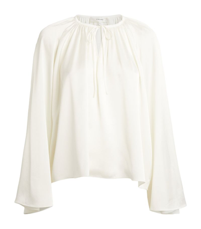 FRAME FRAME TIE-DETAIL SHIRRED BLOUSE