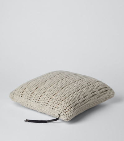 Brunello Cucinelli Cashmere Knitted Cushion (40cm X 40cm) In Cbeige