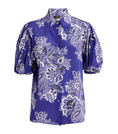 Etro Silk Printed Blouse In Blue