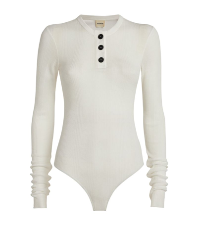 KHAITE COTTON-BLEND JANELLE HENLEY BODYSUIT