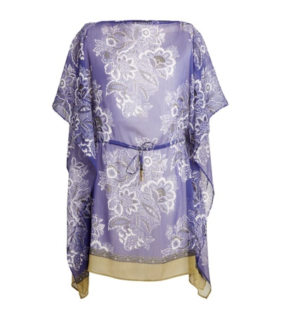 Etro Floral Print Mini Kaftan In Blue