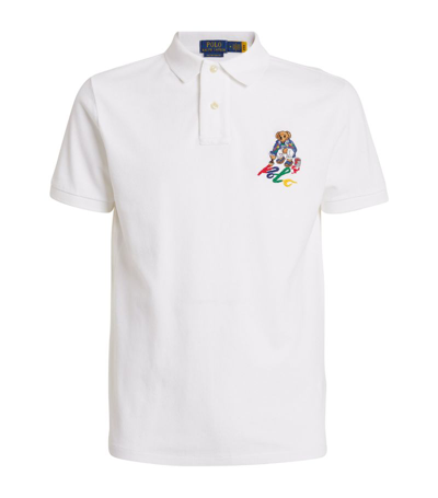 Polo Ralph Lauren Polo Bear Mesh Polo Shirt In White Paint Bear