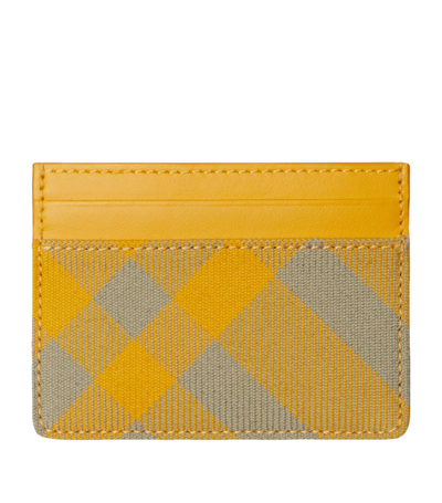 Burberry Leather Check Card Holder In Neutrals