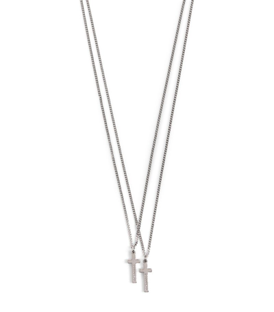 Dsquared2 Double Cross Necklace In Silver