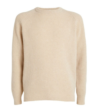 John Smedley Cashmere-blend Ribbed Sweater In Neutral