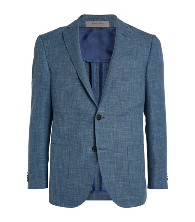 Corneliani Wool-cotton Homespun Blazer In Blue