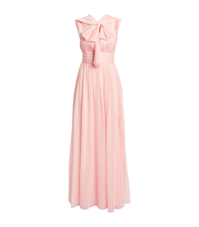 Giambattista Valli Silk Halterneck Maxi Dress In Pink