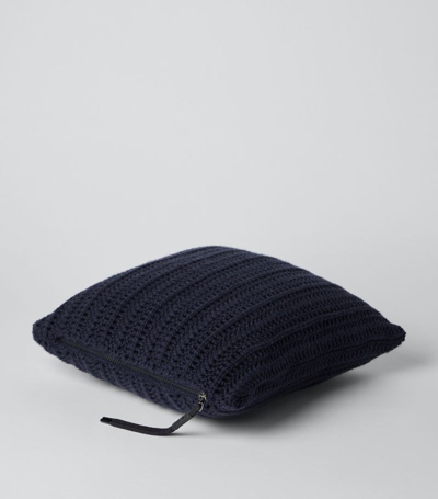 Brunello Cucinelli Cashmere Knitted Cushion (40cm X 40cm) In Blue