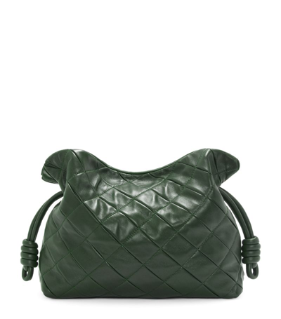 Loewe Medium Leather Flamenco Clutch Bag In Green