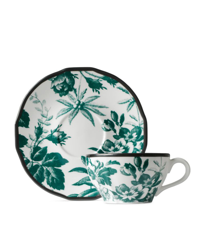 Gucci Set Of 2 Herbarium Teacup And Saucer In White