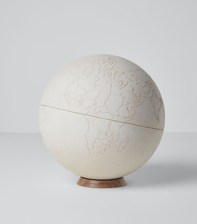 Brunello Cucinelli Stone And Walnut Engraved Globe In Neutrals