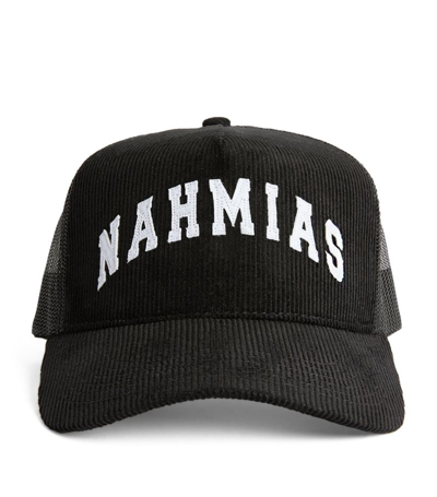 Nahmias Corduroy Varsity Baseball Cap In Black