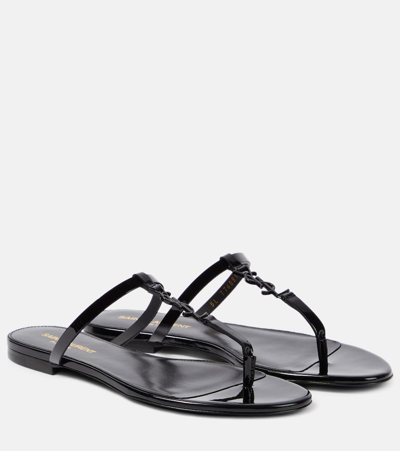 Saint Laurent Cassandra Leather Sandals In Black